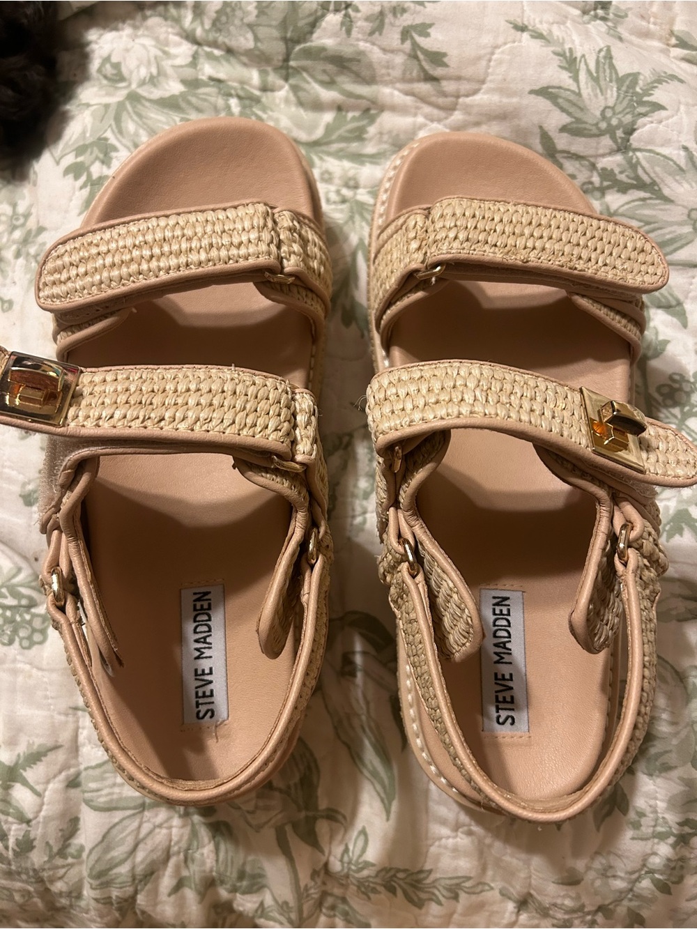 Steve Madden Tan Woven Strap Platform Sandals